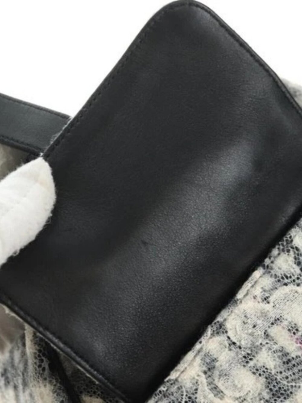 CHANEL Camelia 2.55 Chain Shoulder Bag Wool Tweed White Black CC Auth 181935SM - Picture 12 of 16